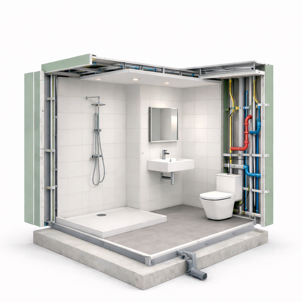 construcción industrializada baños construcción